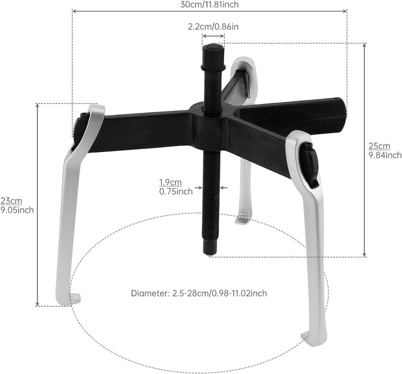 ChgImposs 2 Jaw 3 Jaw Gear Puller, Multifunctional Puller for Auto Car Repair Hand Tools, Forge and Stamp Bearing Puller (12 Inch) - Image 2